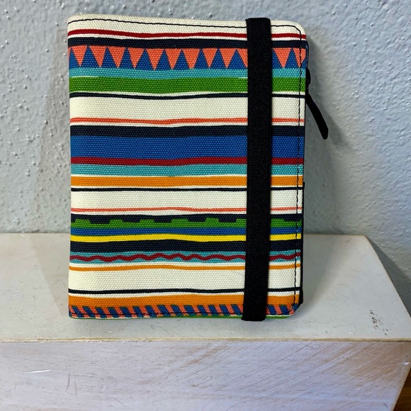 Kate Spade Multicolor Striped Fabric Wallet – Strap Closure Billfold - Picture 1 of 9